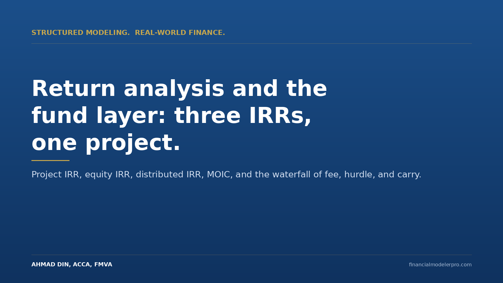 Return analysis and the fund layer: three IRRs, one project